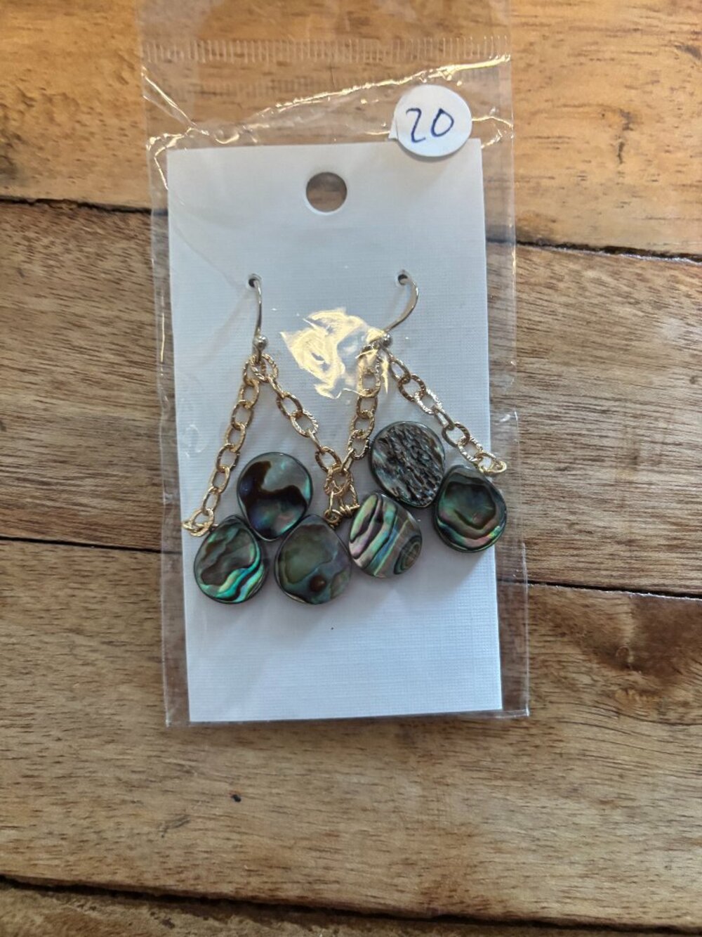 Abalone Shell Cluster Drop Earrings - Gold Chain Dangle